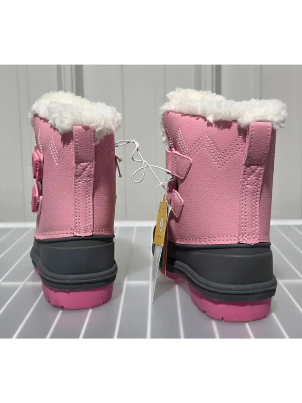 Cat & Jack Denver Toddler Girls' Pink Dual Hook & Loop Strap Snow Boots